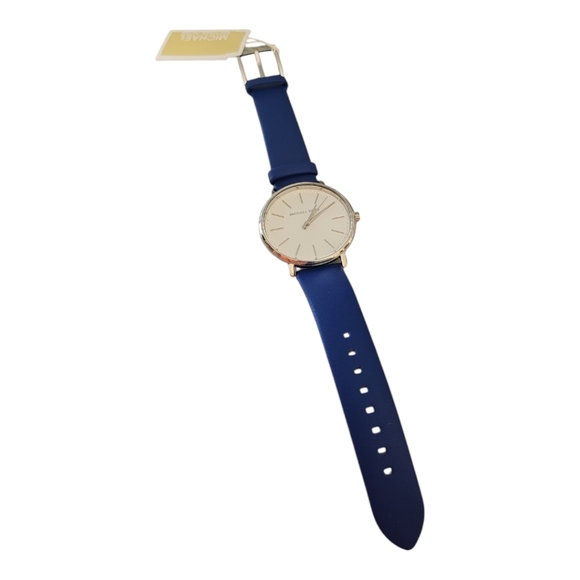 Michael Kors Women's Pyper Quartz Stainless Steel/Blue Leather Watch MK2845 NIB - Picture 3 of 7